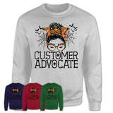 Halloween Customer Advocate Shirt, Messy Bun Girl Shirt, Funny Coworker Gift in Halloween, Scary Costume Team Shirt