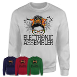 Halloween Electronic Assembler Shirt, Messy Bun Girl Shirt, Funny Coworker Gift in Halloween, Scary Costume Team Shirt