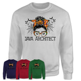 Halloween Java Architect Shirt, Messy Bun Girl Shirt, Funny Coworker Gift in Halloween, Scary Costume Team Shirt