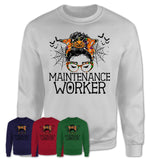 Halloween Maintenance Worker Shirt, Messy Bun Girl Shirt, Funny Coworker Gift in Halloween, Scary Costume Team Shirt