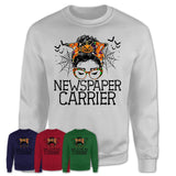 Halloween Newspaper Carrier Shirt, Messy Bun Girl Shirt, Funny Coworker Gift in Halloween, Scary Costume Team Shirt