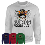 Halloween Nutrition Assistant Shirt, Messy Bun Girl Shirt, Funny Coworker Gift in Halloween, Scary Costume Team Shirt