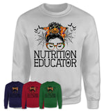 Halloween Nutrition Educator Shirt, Messy Bun Girl Shirt, Funny Coworker Gift in Halloween, Scary Costume Team Shirt