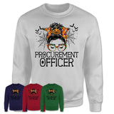 Halloween Procurement Officer Shirt, Messy Bun Girl Shirt, Funny Coworker Gift in Halloween, Scary Costume Team Shirt