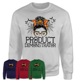 Halloween Product Demonstrator Shirt, Messy Bun Girl Shirt, Funny Coworker Gift in Halloween, Scary Costume Team Shirt