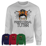 Halloween Professional Tutor Shirt, Messy Bun Girl Shirt, Funny Coworker Gift in Halloween, Scary Costume Team Shirt