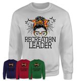 Halloween Recreation Leader Shirt, Messy Bun Girl Shirt, Funny Coworker Gift in Halloween, Scary Costume Team Shirt