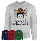 Halloween Safety Specialist Shirt, Messy Bun Girl Shirt, Funny Coworker Gift in Halloween, Scary Costume Team Shirt