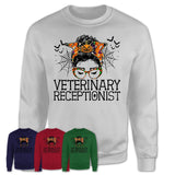 Halloween Veterinary Receptionist Shirt, Messy Bun Girl Shirt, Funny Coworker Gift in Halloween, Scary Costume Team Shirt