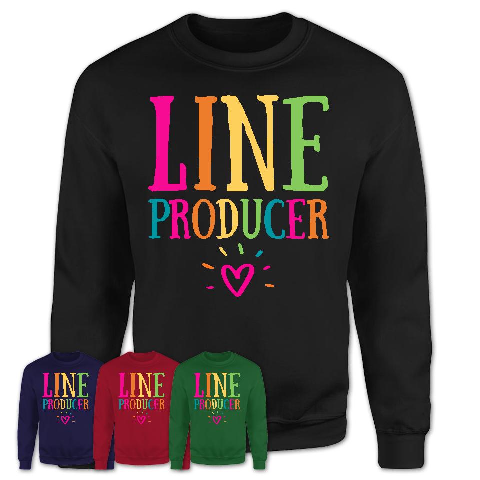 Line Producer Rainbow Lettering Heart Shirt, Employee Appreciation Gifts