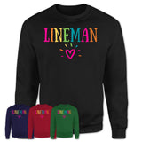 Lineman Rainbow Lettering Heart Shirt, Employee Appreciation Gifts