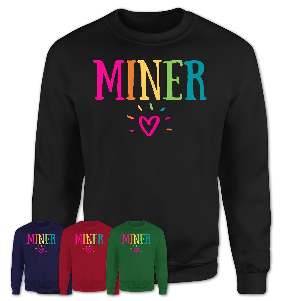 Miner Rainbow Lettering Heart Shirt, Employee Appreciation Gifts