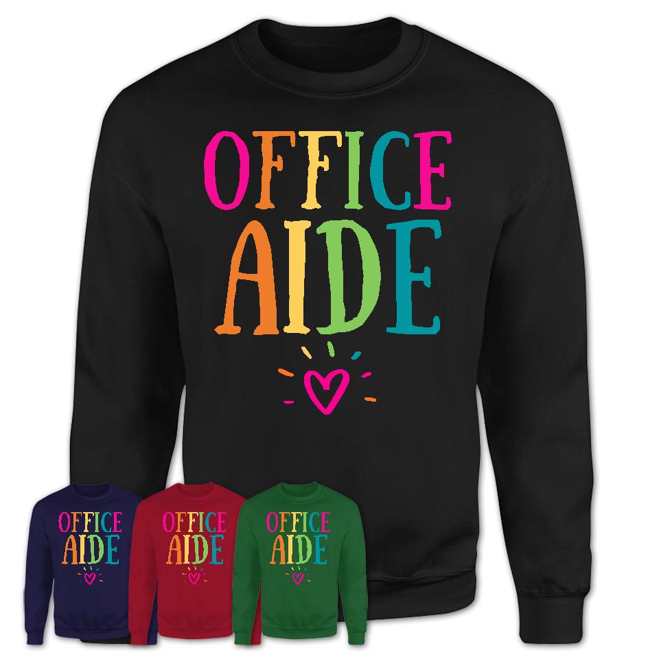 Office Aide Rainbow Lettering Heart Shirt, Employee Appreciation Gifts
