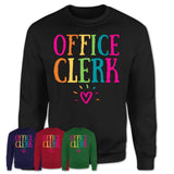 Office Clerk Rainbow Lettering Heart Shirt, Employee Appreciation Gifts