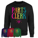 Parts Clerk Rainbow Lettering Heart Shirt, Employee Appreciation Gifts