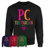Pc Technician Rainbow Lettering Heart Shirt, Employee Appreciation Gifts