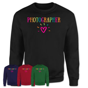 Photographer Rainbow Lettering Heart Shirt, Employee Appreciation Gifts