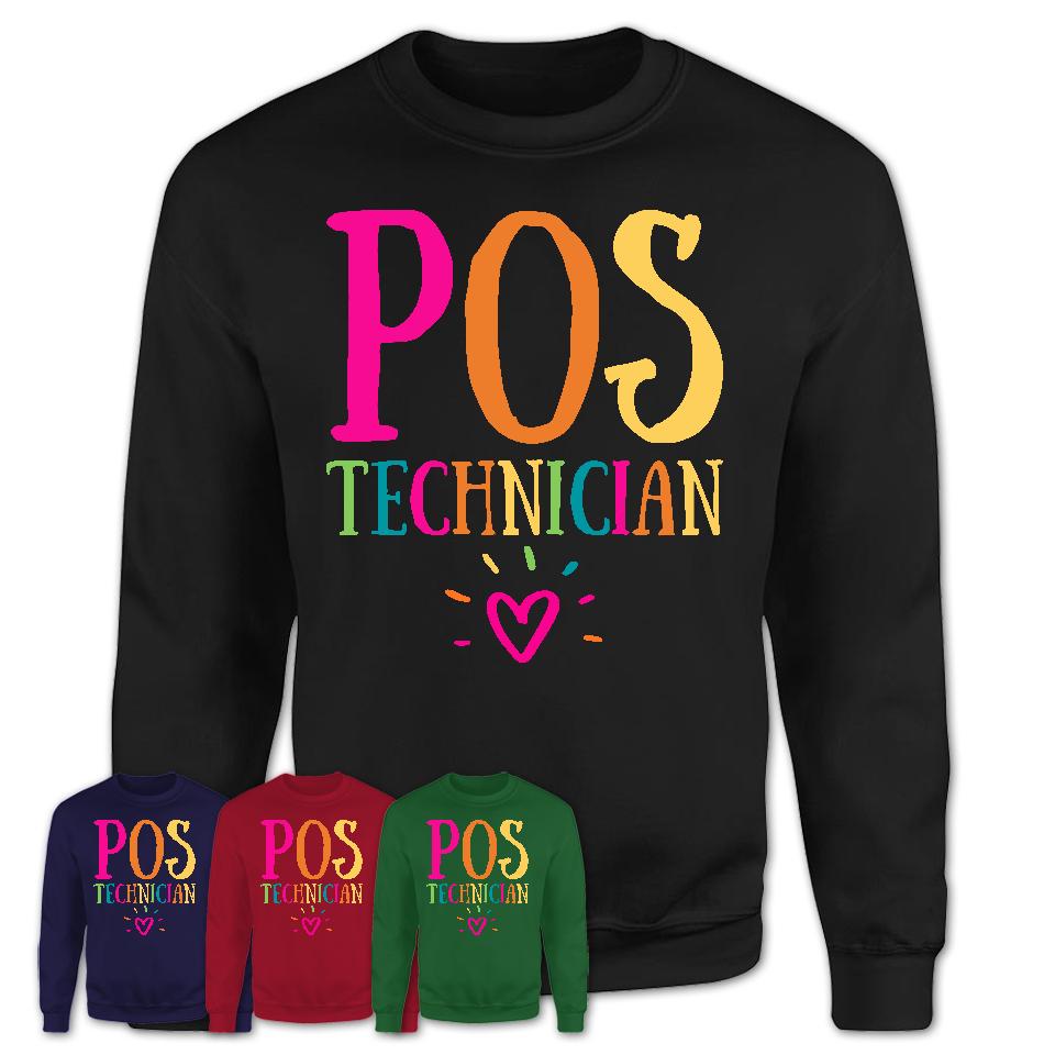 Pos Technician Rainbow Lettering Heart Shirt, Employee Appreciation Gifts