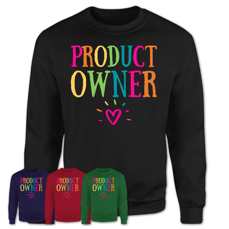 Product Owner Rainbow Lettering Heart Shirt, Employee Appreciation Gifts