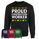 Proud Construction Worker Africa Pride Black History Month T-Shirt