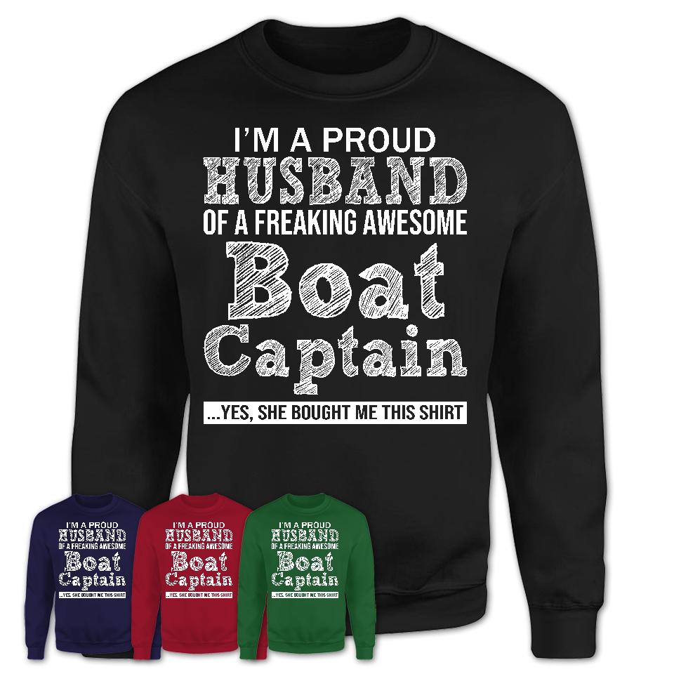 Proud Husband of A Freaking Awesome Boat Captain Wife Shirt, Husband Valentine Gift, Anniversary Couple Shirt