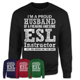 Proud Husband of A Freaking Awesome ESL Instructor Wife Shirt, Husband Valentine Gift, Anniversary Couple Shirt