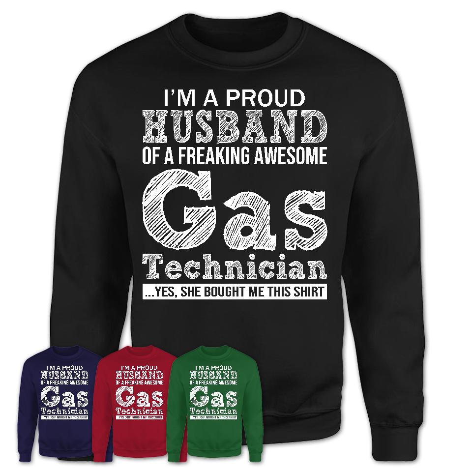 Proud Husband of A Freaking Awesome Gas Technician Wife Shirt, Husband Valentine Gift, Anniversary Couple Shirt