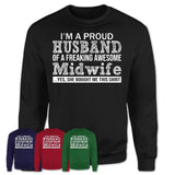 Proud Husband of A Freaking Awesome Midwife Wife Shirt, Husband Valentine Gift, Anniversary Couple Shirt