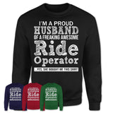 Proud Husband of A Freaking Awesome Ride Operator Wife Shirt, Husband Valentine Gift, Anniversary Couple Shirt