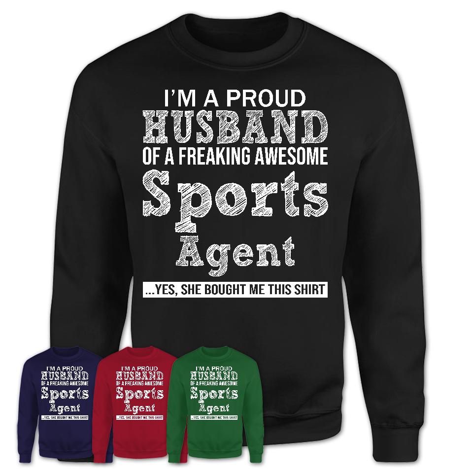 Proud Husband of A Freaking Awesome Sports Agent Wife Shirt, Husband Valentine Gift, Anniversary Couple Shirt