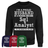 Proud Husband of A Freaking Awesome Sql Analyst Wife Shirt, Husband Valentine Gift, Anniversary Couple Shirt