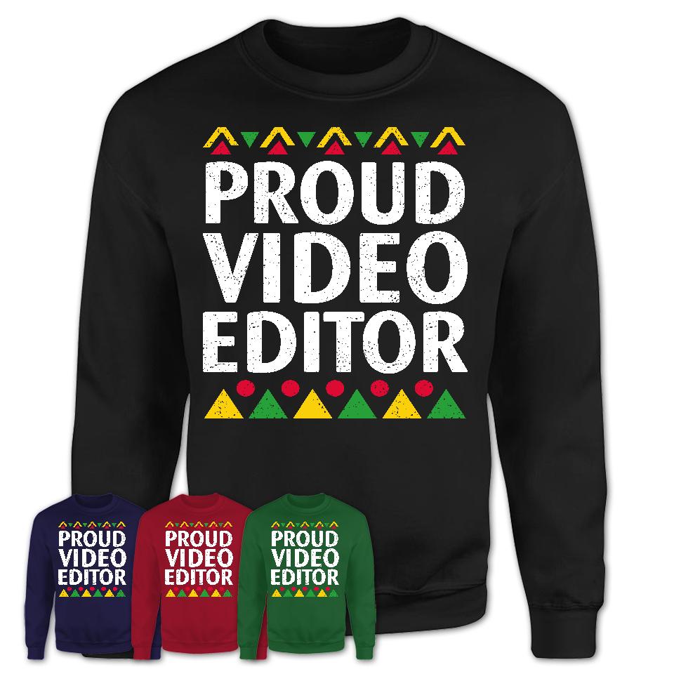 Proud Video Editor Africa Pride Black History Month T-Shirt