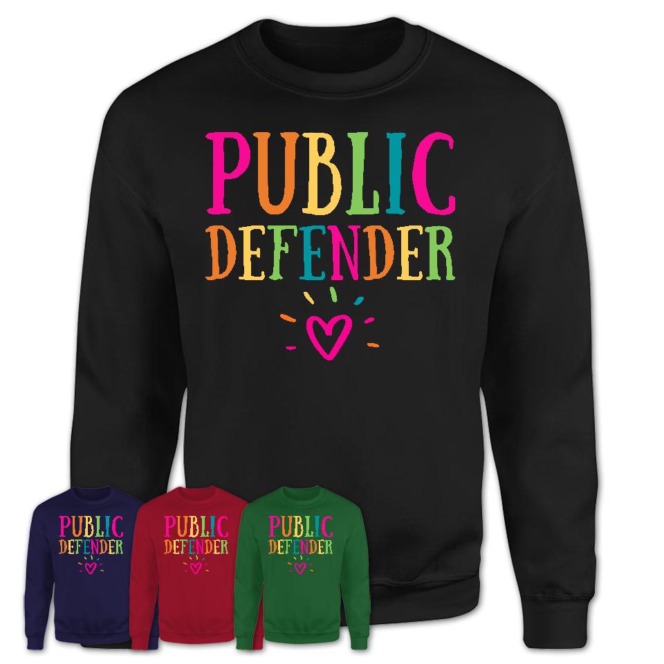 Public Defender Rainbow Lettering Heart Shirt, Employee Appreciation Gifts