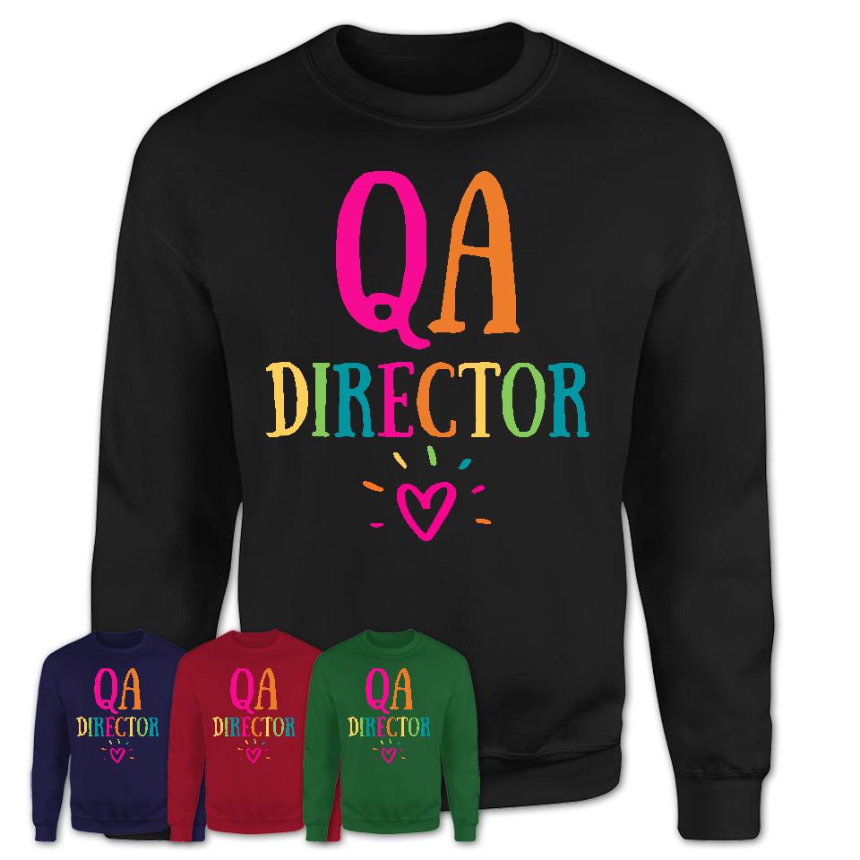 Qa Director Rainbow Lettering Heart Shirt, Employee Appreciation Gifts