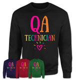 Qa Technician Rainbow Lettering Heart Shirt, Employee Appreciation Gifts
