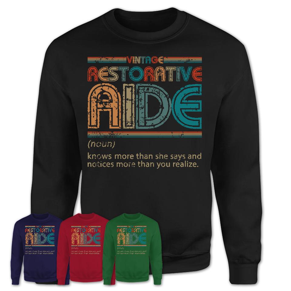 Restorative Aide Definition Vintage Retro Colors Shirt, Coworker Birthday Gift TShirt