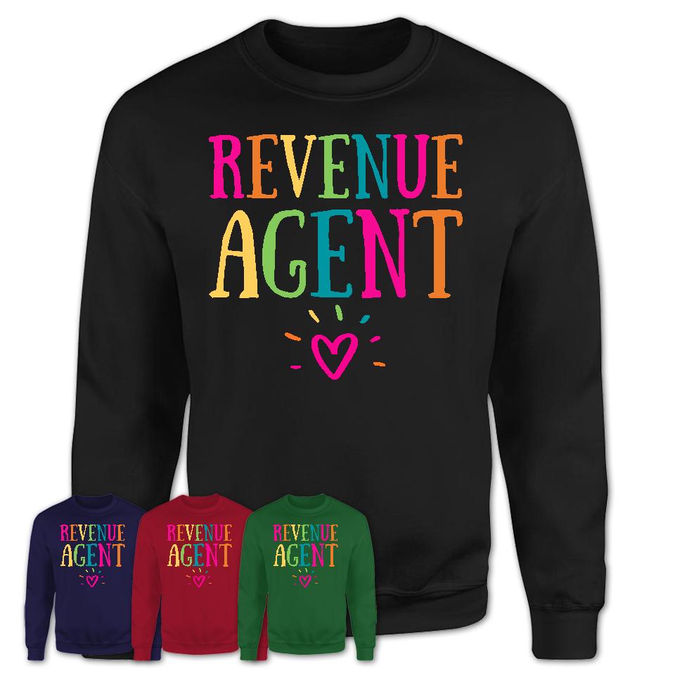 Revenue Agent Rainbow Lettering Heart Shirt, Employee Appreciation Gifts