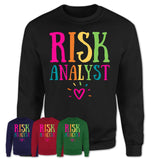 Risk Analyst Rainbow Lettering Heart Shirt, Employee Appreciation Gifts