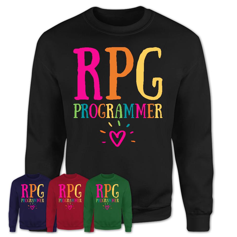 Rpg Programmer Rainbow Lettering Heart Shirt, Employee Appreciation Gifts