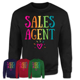 Sales Agent Rainbow Lettering Heart Shirt, Employee Appreciation Gifts