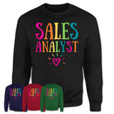 Sales Analyst Rainbow Lettering Heart Shirt, Employee Appreciation Gifts