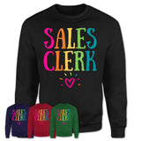 Sales Clerk Rainbow Lettering Heart Shirt, Employee Appreciation Gifts