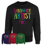 Sandwich Artist Rainbow Lettering Heart Shirt, Employee Appreciation Gifts