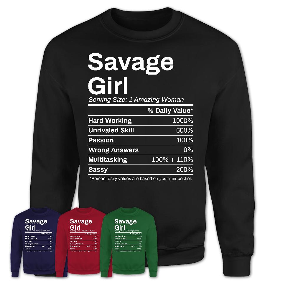 Savage Girl Minnesota Nutrition Facts Proud Vintage Sport Born Living City Home Roots USA Gift Women T-Shirt