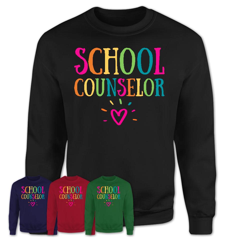 School Counselor Rainbow Lettering Heart Shirt, Employee Appreciation Gifts