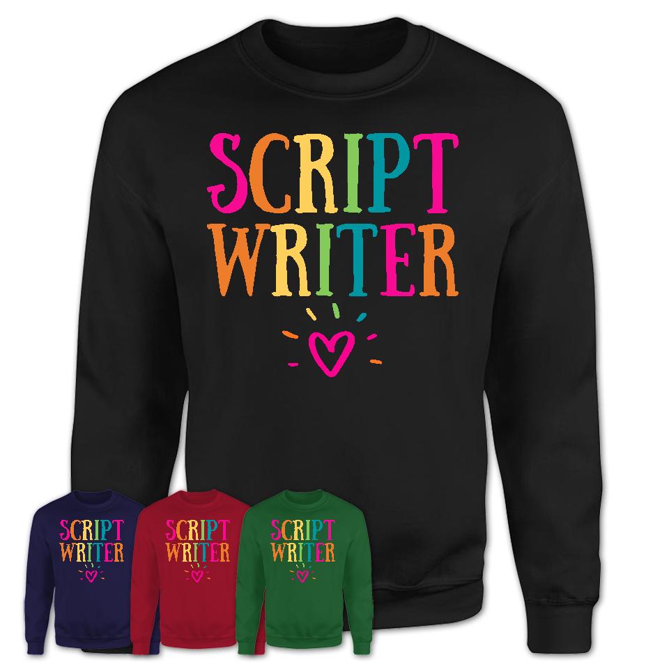 Script Writer Rainbow Lettering Heart Shirt, Employee Appreciation Gifts
