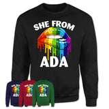 She From Ada Oklahoma T-Shirt LGBT Pride Sexy Lips Gift Shirt