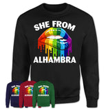 She From Alhambra California T-Shirt LGBT Pride Sexy Lips Gift Shirt