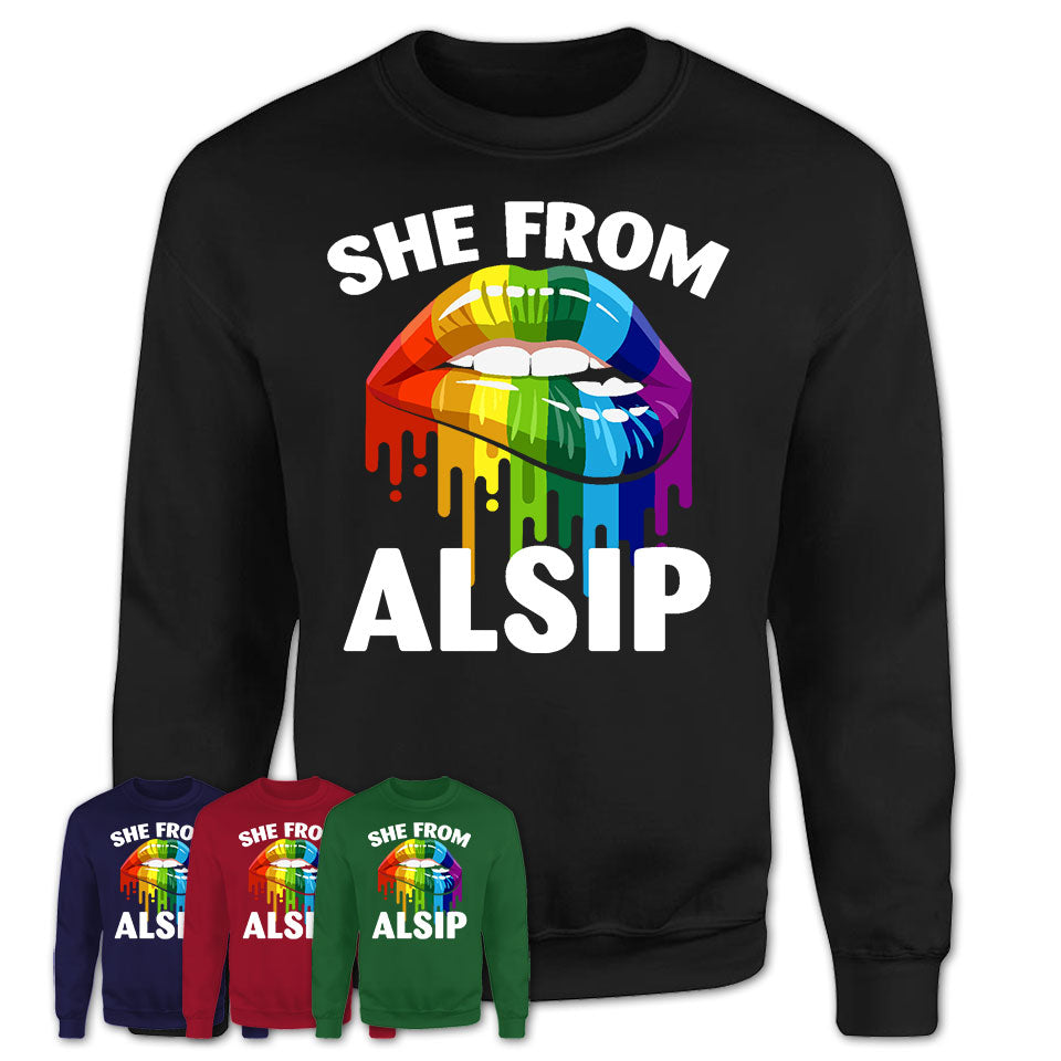 She From Alsip Illinois T-Shirt LGBT Pride Sexy Lips Gift Shirt