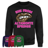 She From Altamonte Springs Florida Gift Cheetah Leopard Sexy Lips Shirt